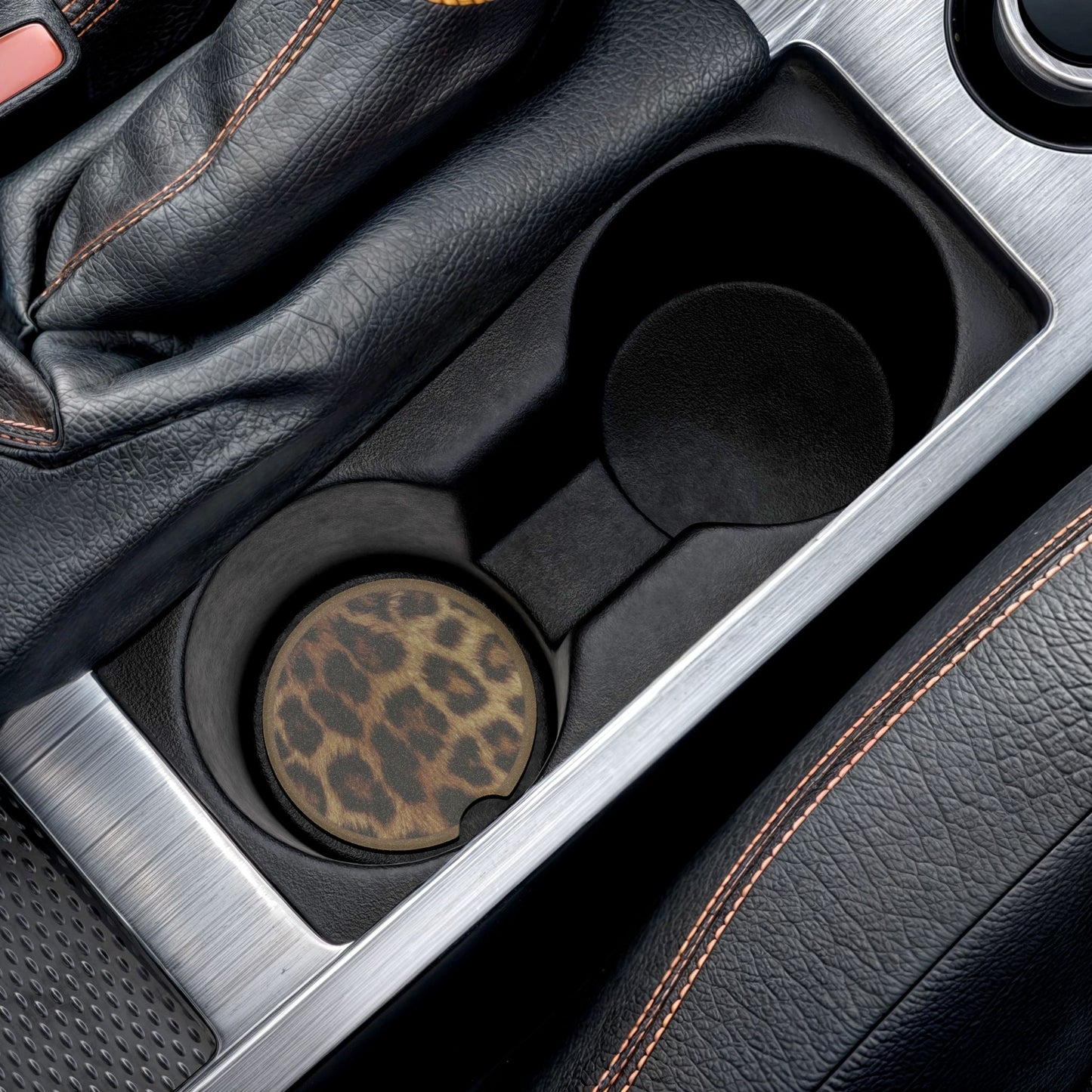 Leopard Print Car Coaster | Soapstone Drink Holder for Cupholders