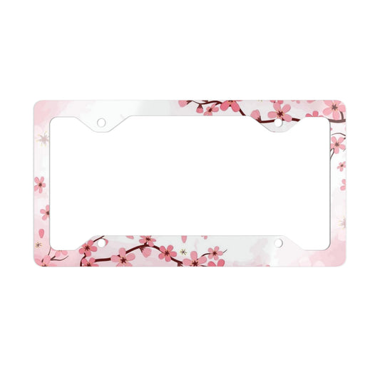 Cherry Blossom Metal License Plate Frame | Floral Sakura Plate Frame