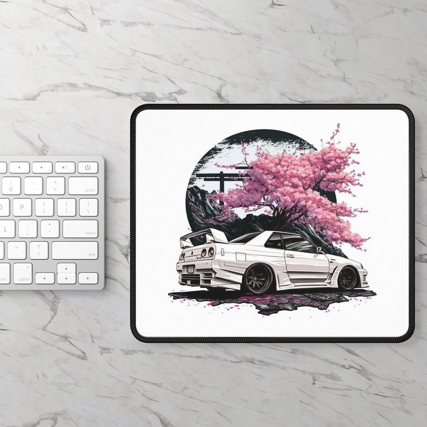 Cherry Blossom Skyline Nissan R32 Gaming Mouse Pad | JDM Drift Car Art