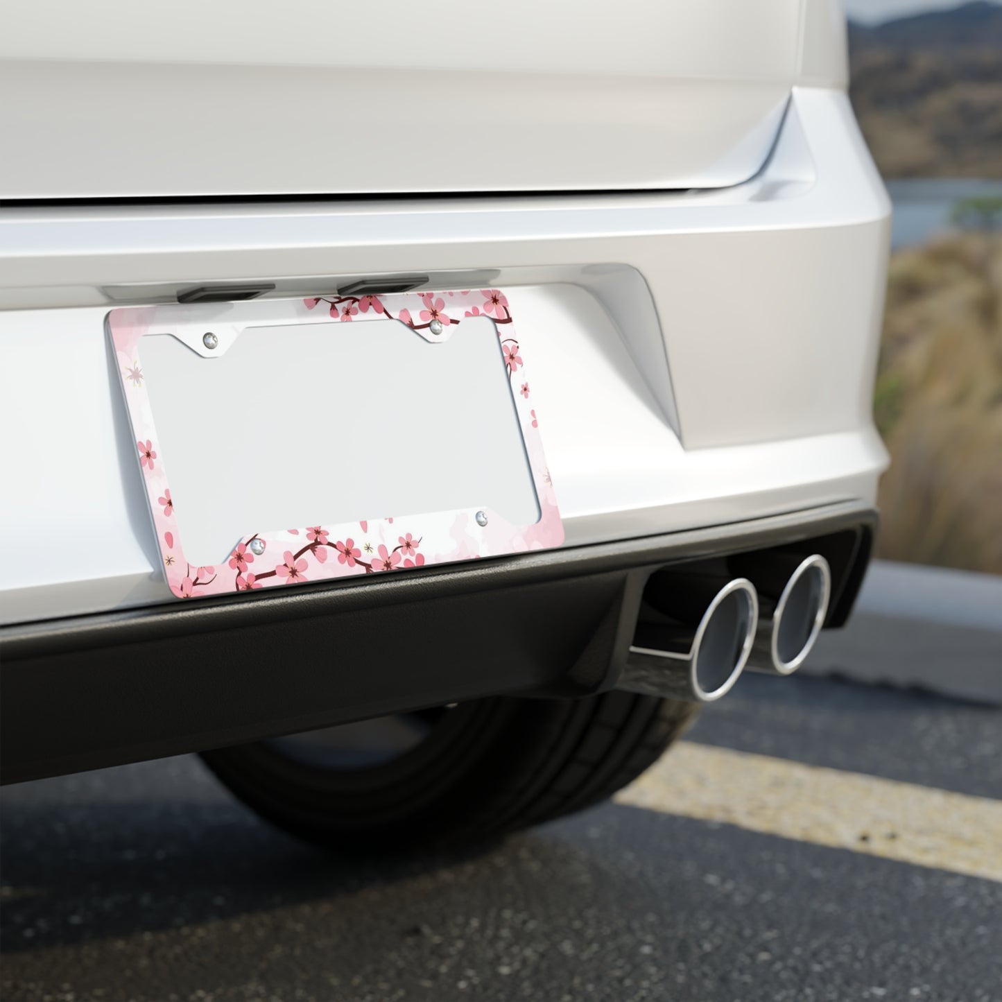 Cherry Blossom Metal License Plate Frame | Floral Sakura Plate Frame
