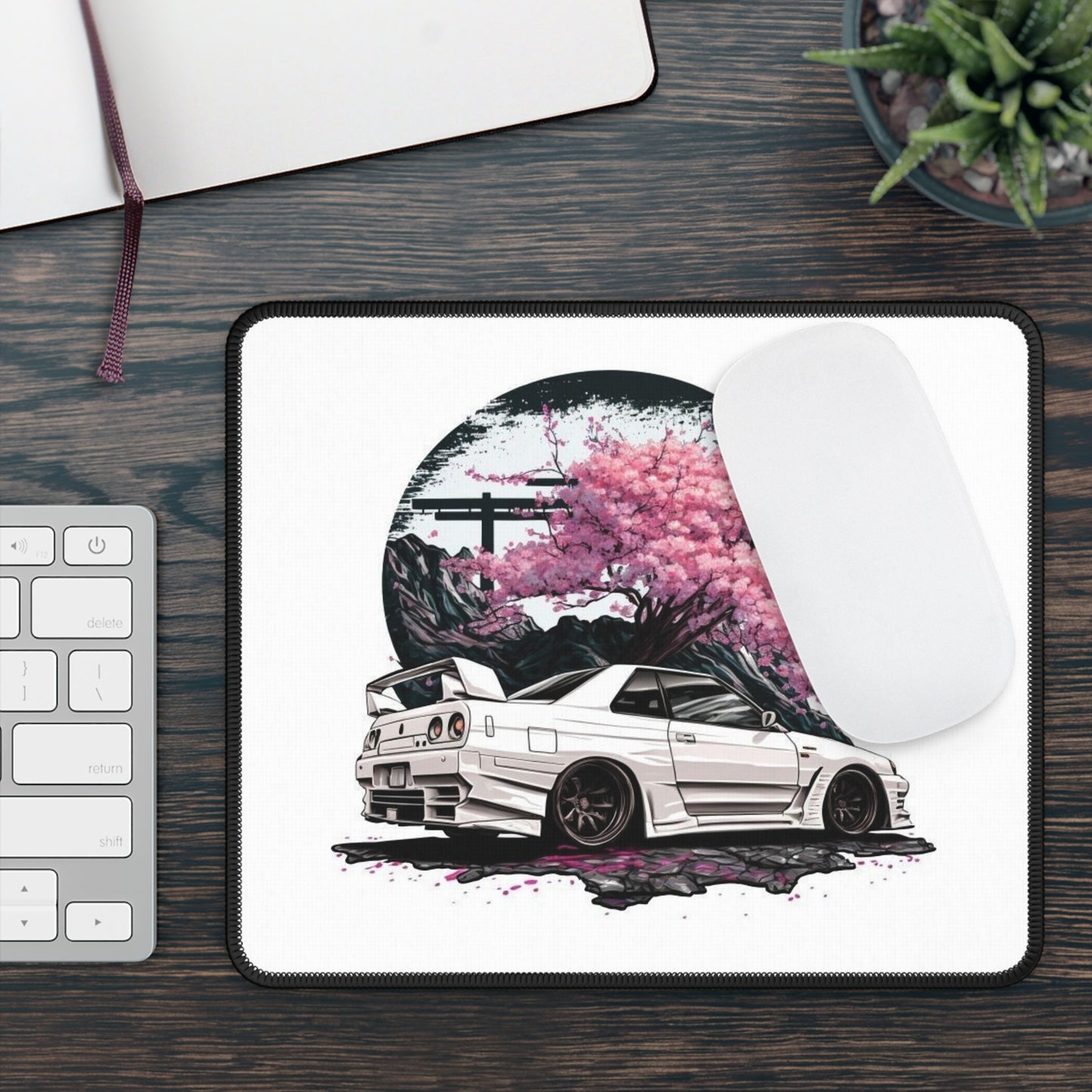 Cherry Blossom Skyline Nissan R32 Gaming Mouse Pad | JDM Drift Car Art