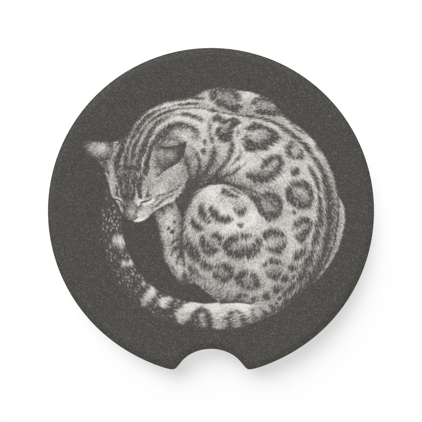 Sleeping Leopard Soapstone Car Coaster | Stone Cup Holder Insert