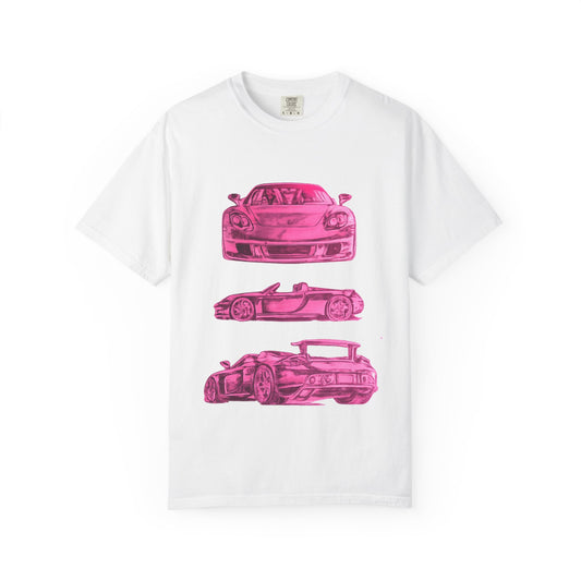 Pink Car Stack T-shirt/Need Money for Porsche