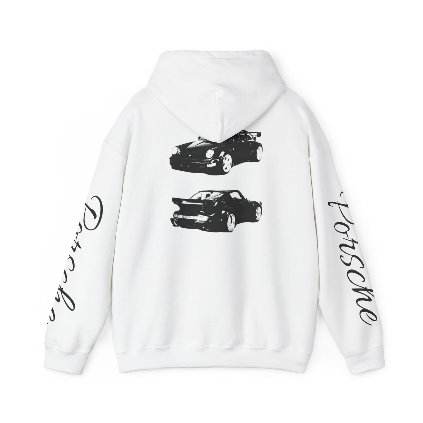 Vintage Porsche Car Hoodie | Script 'Porsche' Sleeve Graphics