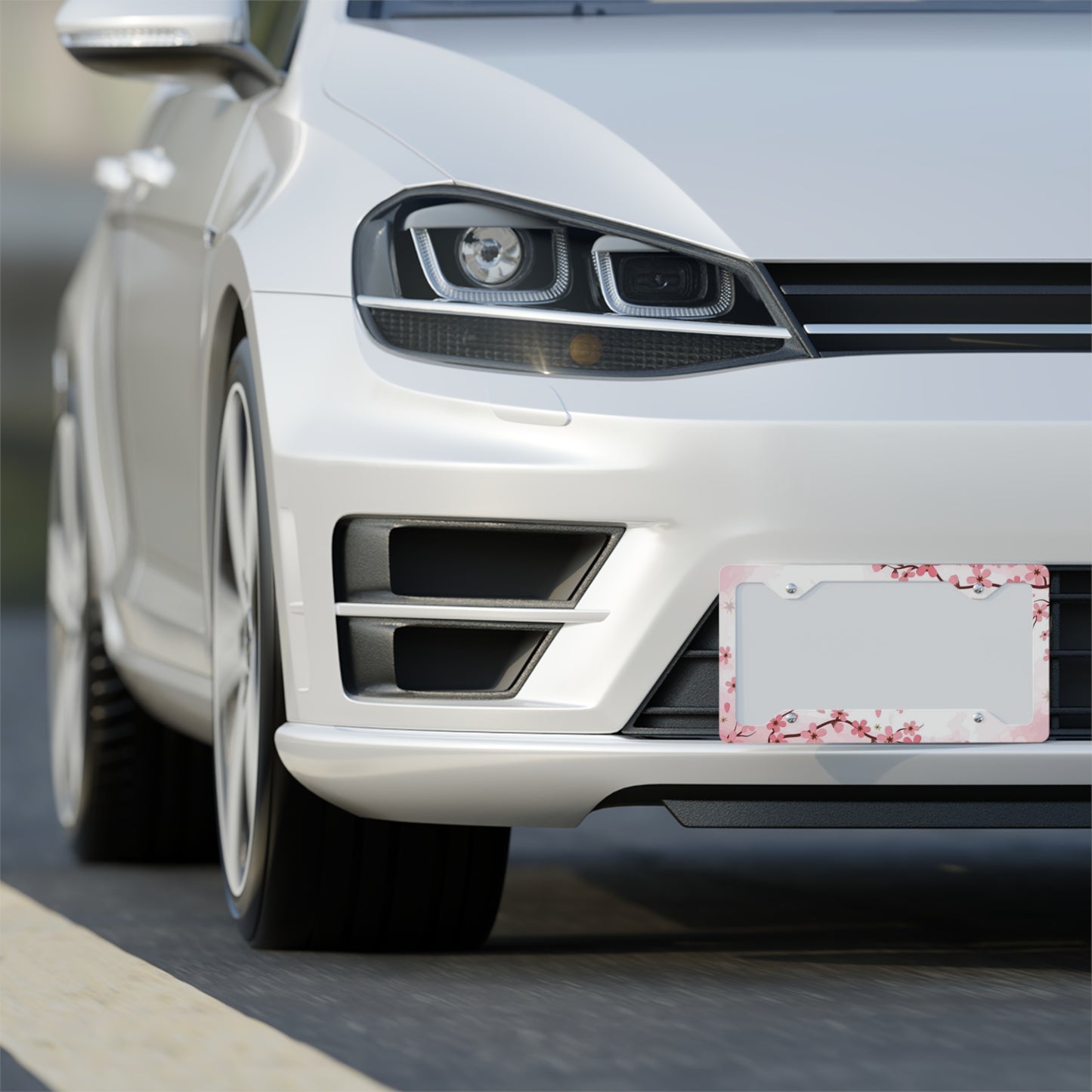 Cherry Blossom Metal License Plate Frame | Floral Sakura Plate Frame